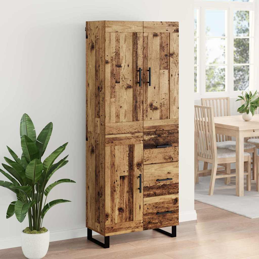 vidaXL Highboard Παλιό ξύλο 69,5 x 34 x 180 εκ. Επεξεργασμένο ξύλο