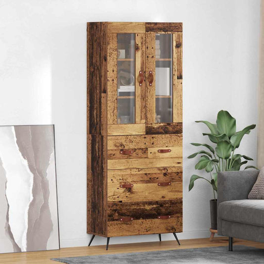 vidaXL Υψηλός Ντουλάπι με Ράφι 2 pcs Παλιό ξύλο Επεξεργασμένο ξύλο