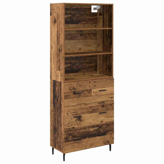 vidaXL Highboard με συρτάρι 2 pcs Παλιό Ξύλο Επεξεργασμένο ξύλο