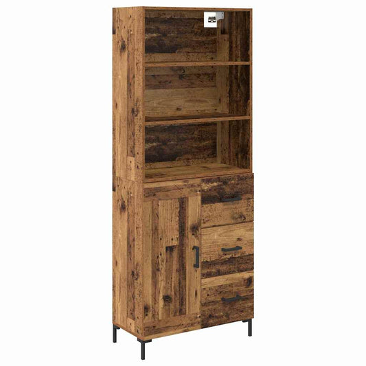 vidaXL Highboard Παλιό ξύλο 69,5 x 34 x 180 εκ. Επεξεργασμένο ξύλο