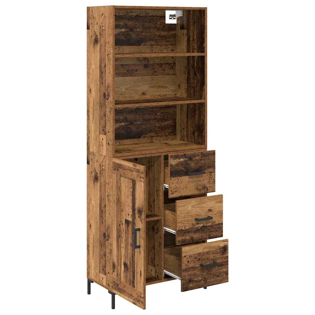 vidaXL Highboard Παλιό ξύλο 69,5 x 34 x 180 εκ. Επεξεργασμένο ξύλο