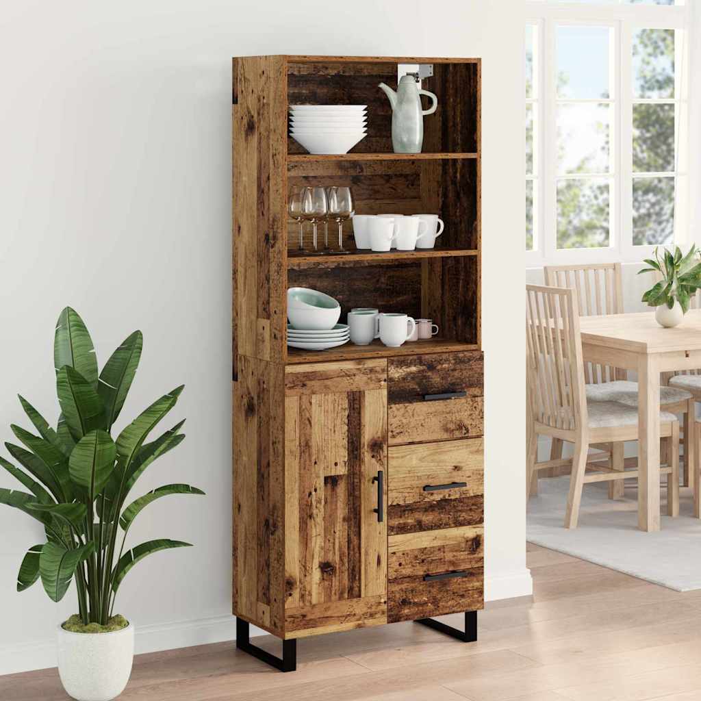 vidaXL Highboard Παλιό ξύλο 69,5 x 34 x 180 εκ. Επεξεργασμένο ξύλο