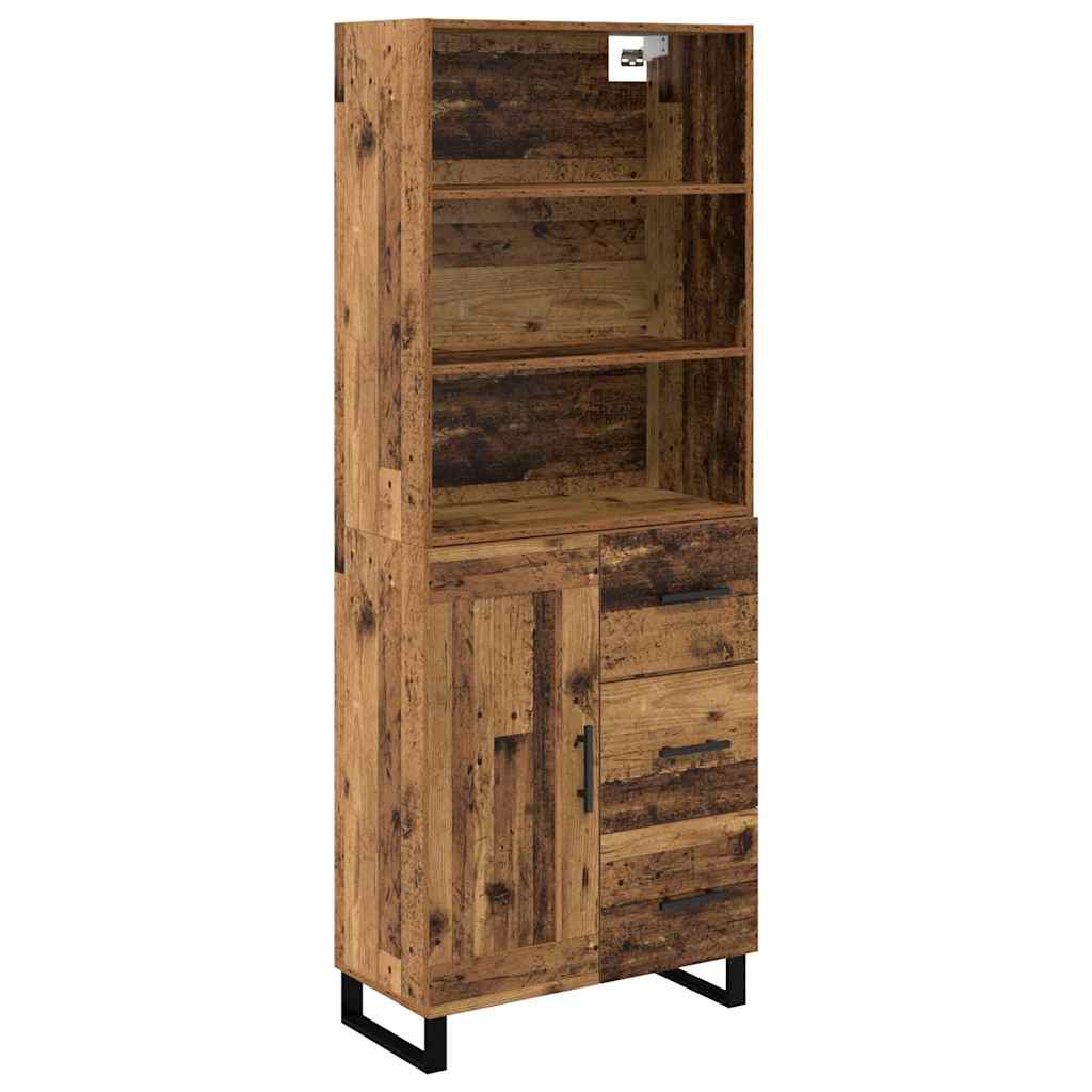 vidaXL Highboard Παλιό ξύλο 69,5 x 34 x 180 εκ. Επεξεργασμένο ξύλο