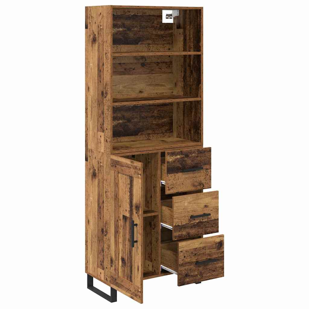 vidaXL Highboard Παλιό ξύλο 69,5 x 34 x 180 εκ. Επεξεργασμένο ξύλο