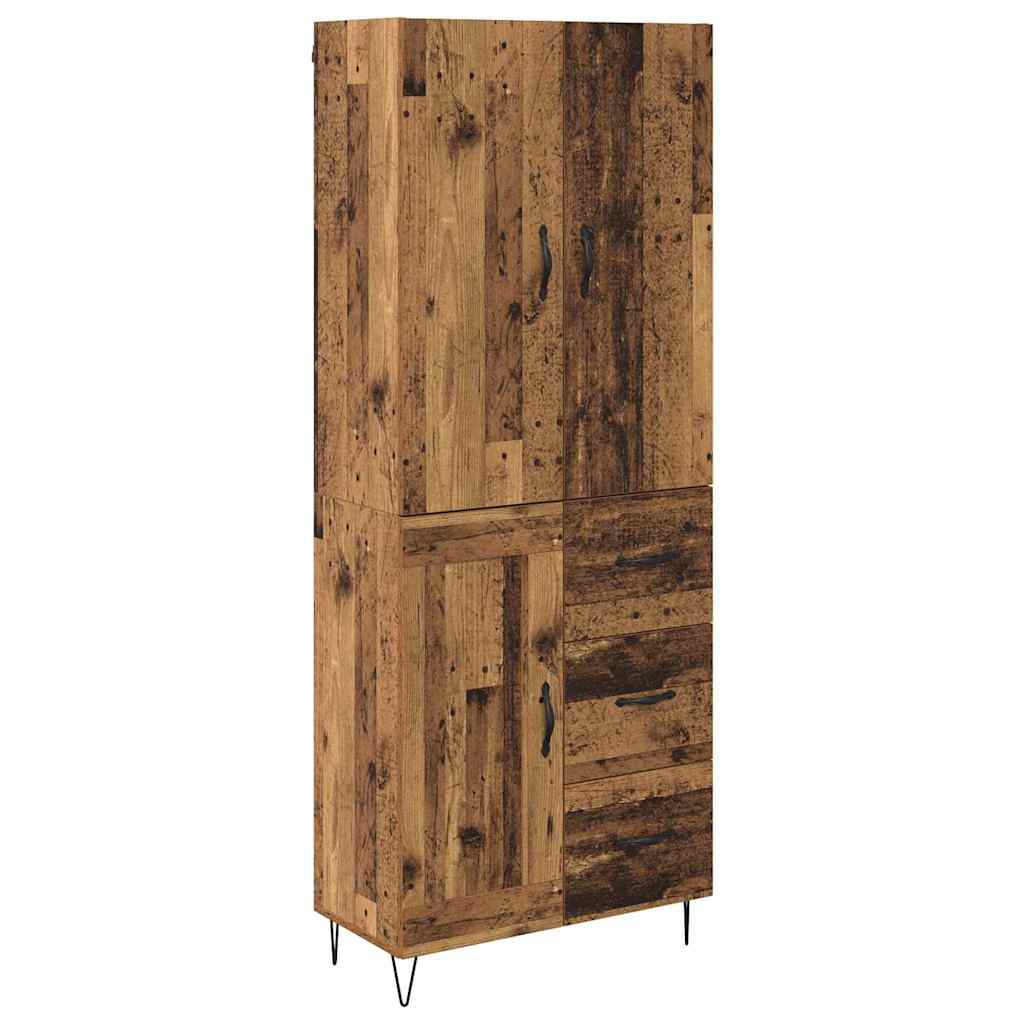 vidaXL Highboard με συρτάρι 2 pcs Παλιό ξύλο Επεξεργασμένο ξύλο