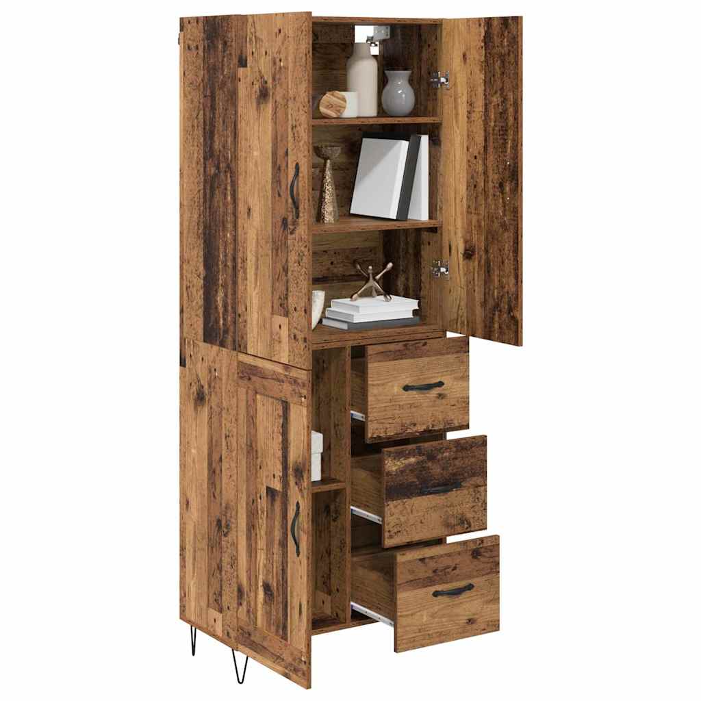 vidaXL Highboard με συρτάρι 2 pcs Παλιό ξύλο Επεξεργασμένο ξύλο