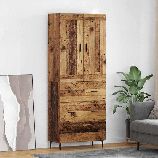 vidaXL Highboard με συρτάρι 2 pcs Παλιό ξύλο Επεξεργασμένο ξύλο