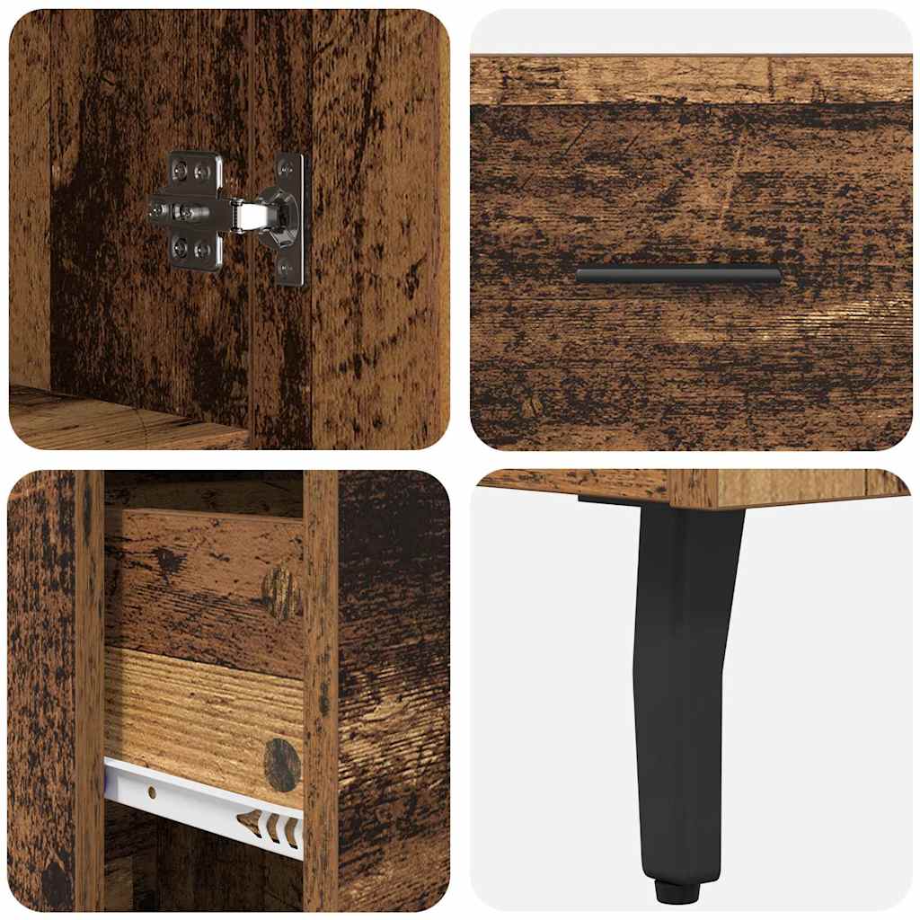 vidaXL Highboard με συρτάρι 2 pcs Παλιό Ξύλο Σύνθετο Ξύλο και Γυαλί