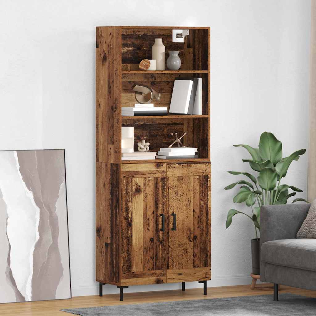vidaXL Highboard Παλιό ξύλο 69,5 x 34 x 180 εκ. Επεξεργασμένο ξύλο