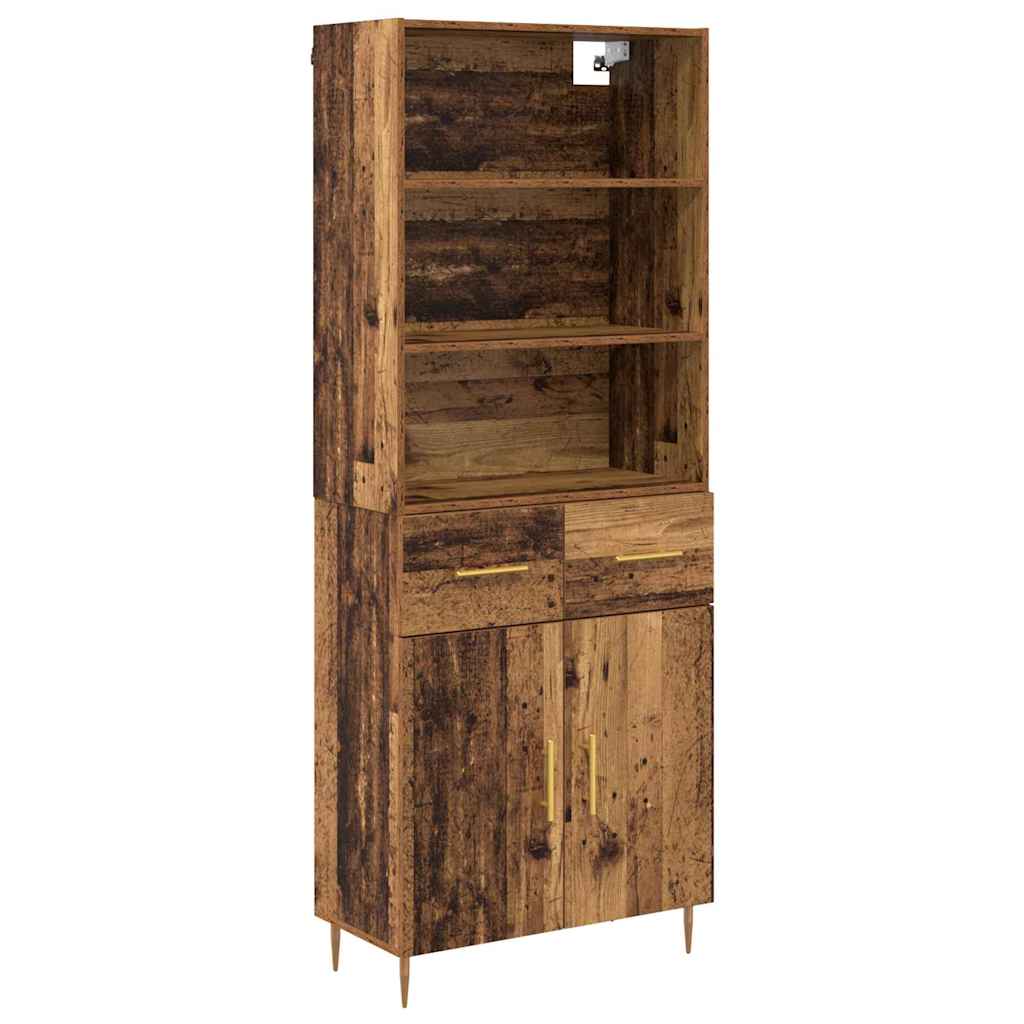 vidaXL Highboard Παλιό ξύλο 69,5 x 34 x 180 εκ. Επεξεργασμένο ξύλο