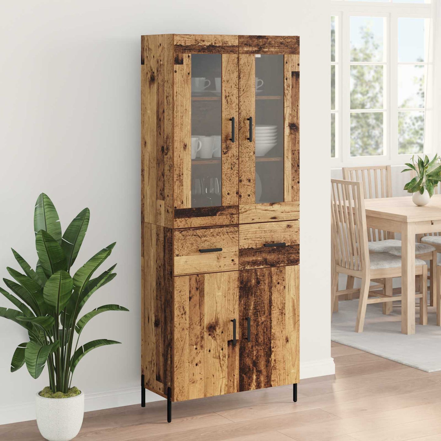 vidaXL Highboard Παλιό Ξύλο 69,5 x 34 x 180 εκ. Επεξεργασμένο ξύλο