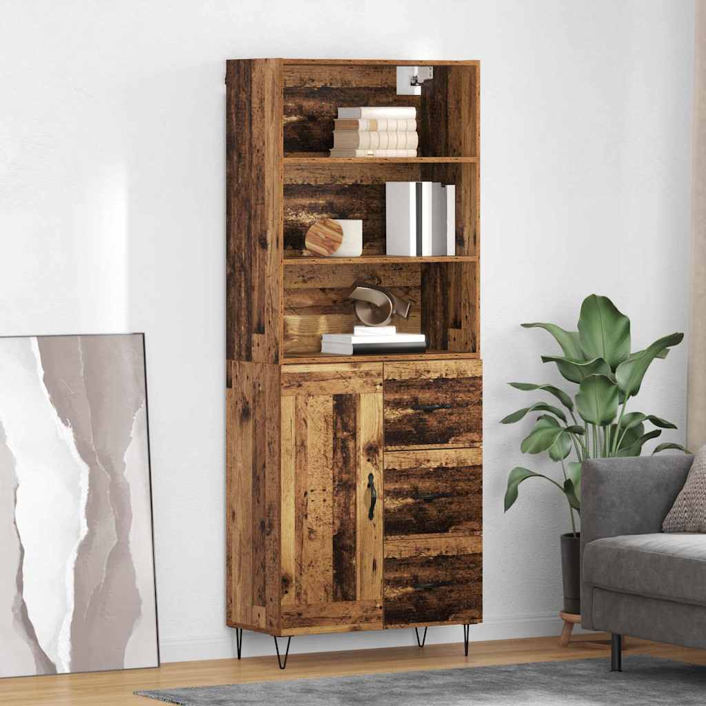vidaXL Highboard με συρτάρι 2 pcs Παλιό ξύλο Επεξεργασμένο ξύλο