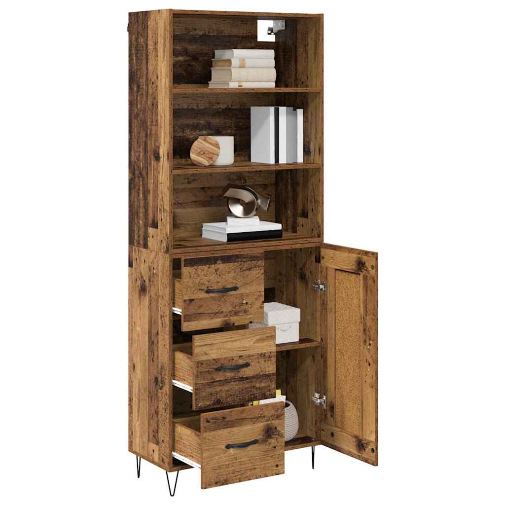 vidaXL Highboard με συρτάρι 2 pcs Παλιό ξύλο Επεξεργασμένο ξύλο