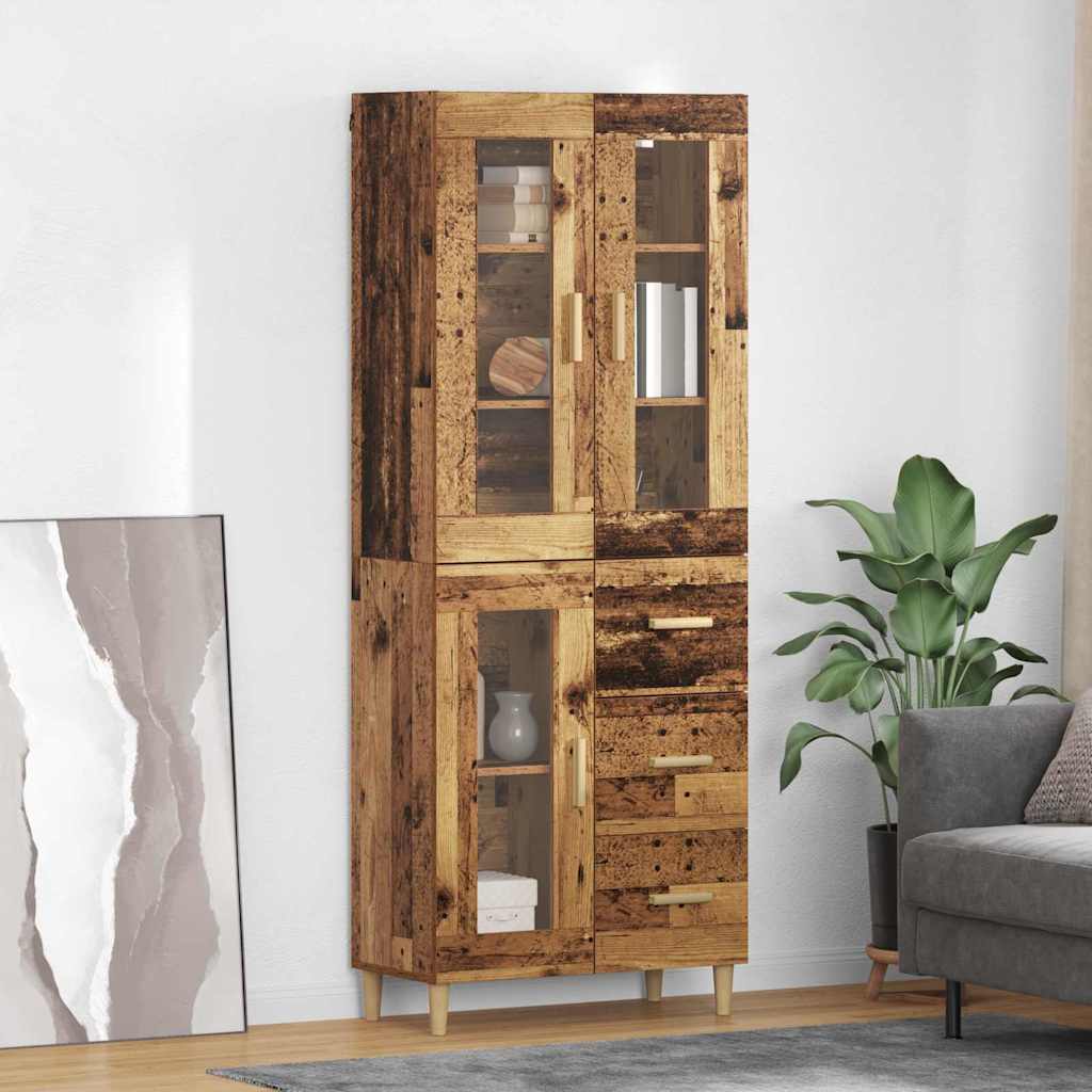 vidaXL Highboard Παλιό Ξύλο 69,5 x 34 x 180 εκ. Επεξεργασμένο ξύλο