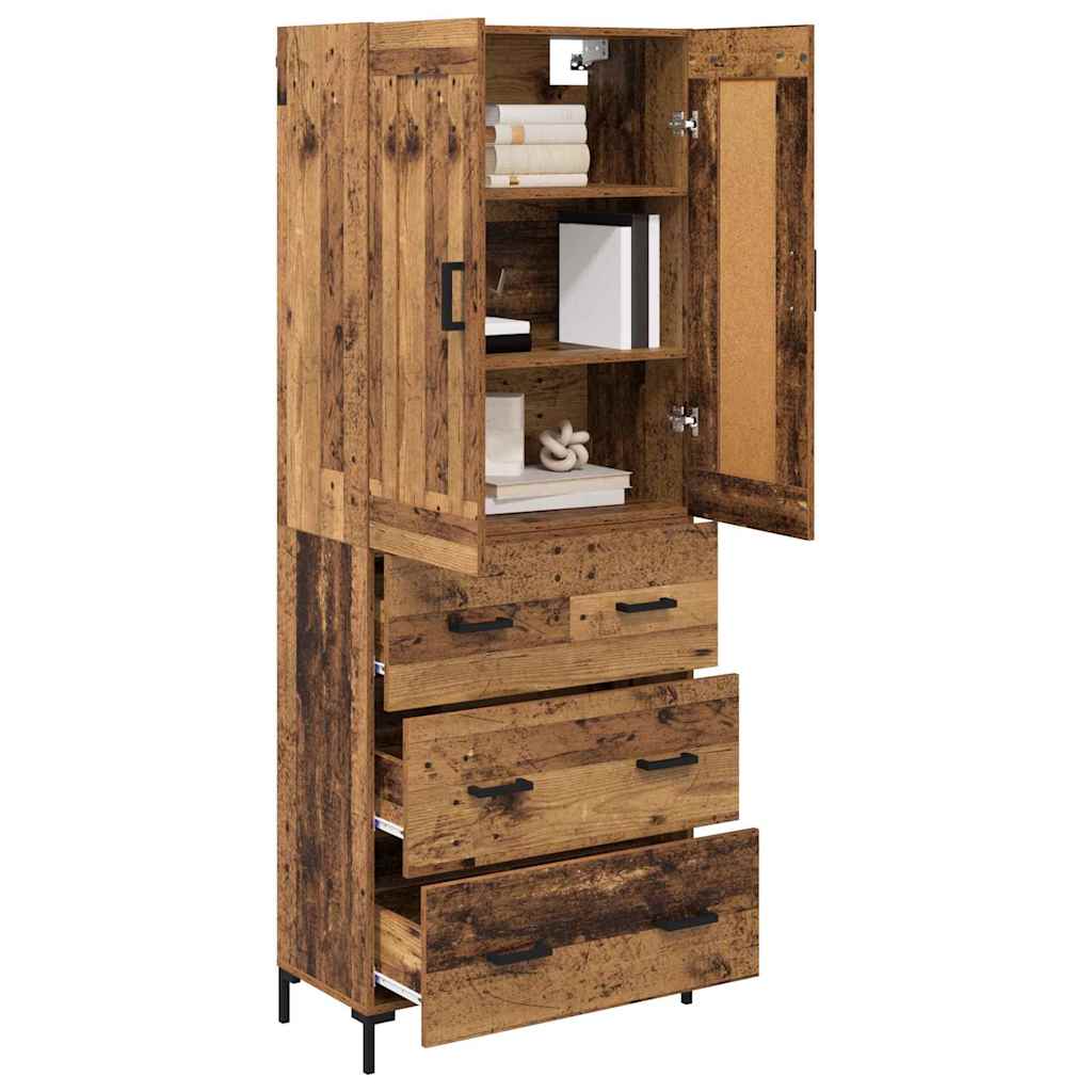 vidaXL Highboard με συρτάρι 2 pcs Παλιό Ξύλο Επεξεργασμένο ξύλο