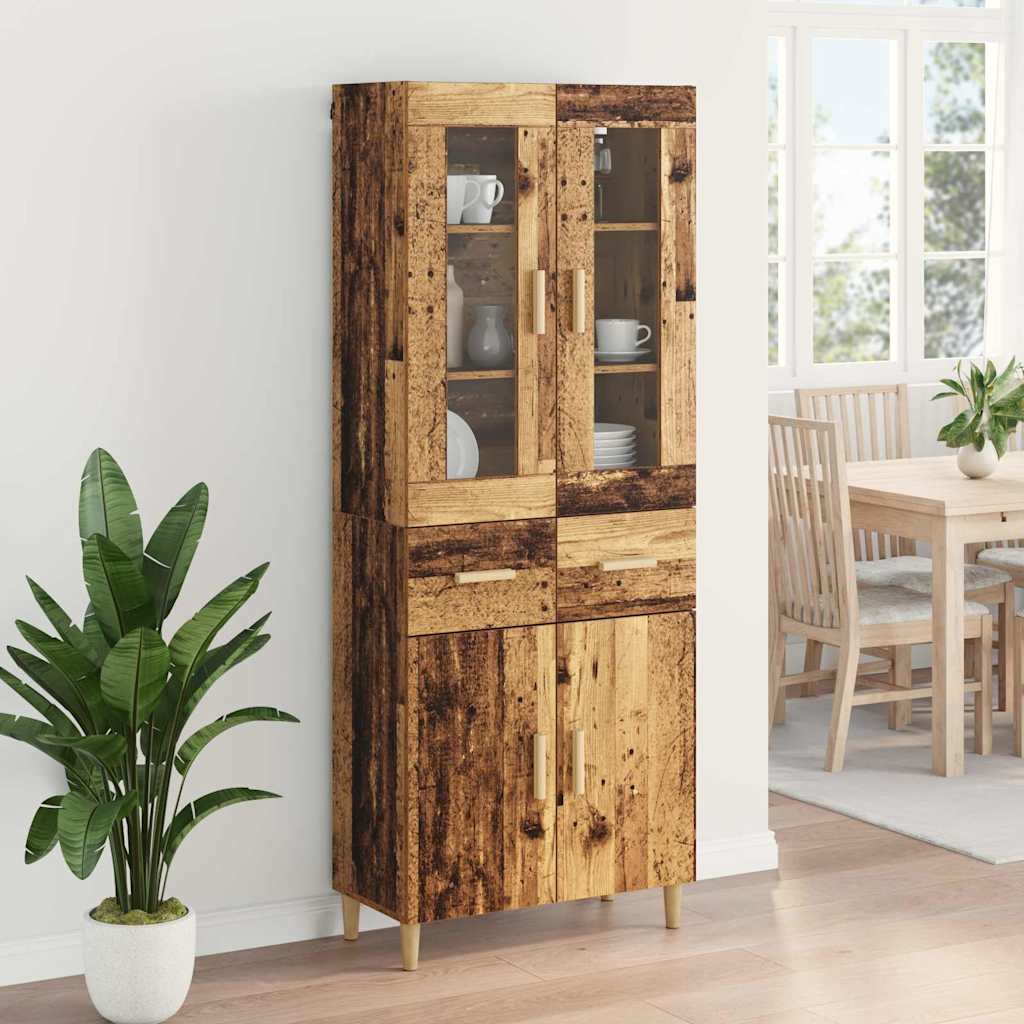 vidaXL Highboard Παλιό Ξύλο 69,5 x 34 x 180 εκ. Επεξεργασμένο ξύλο