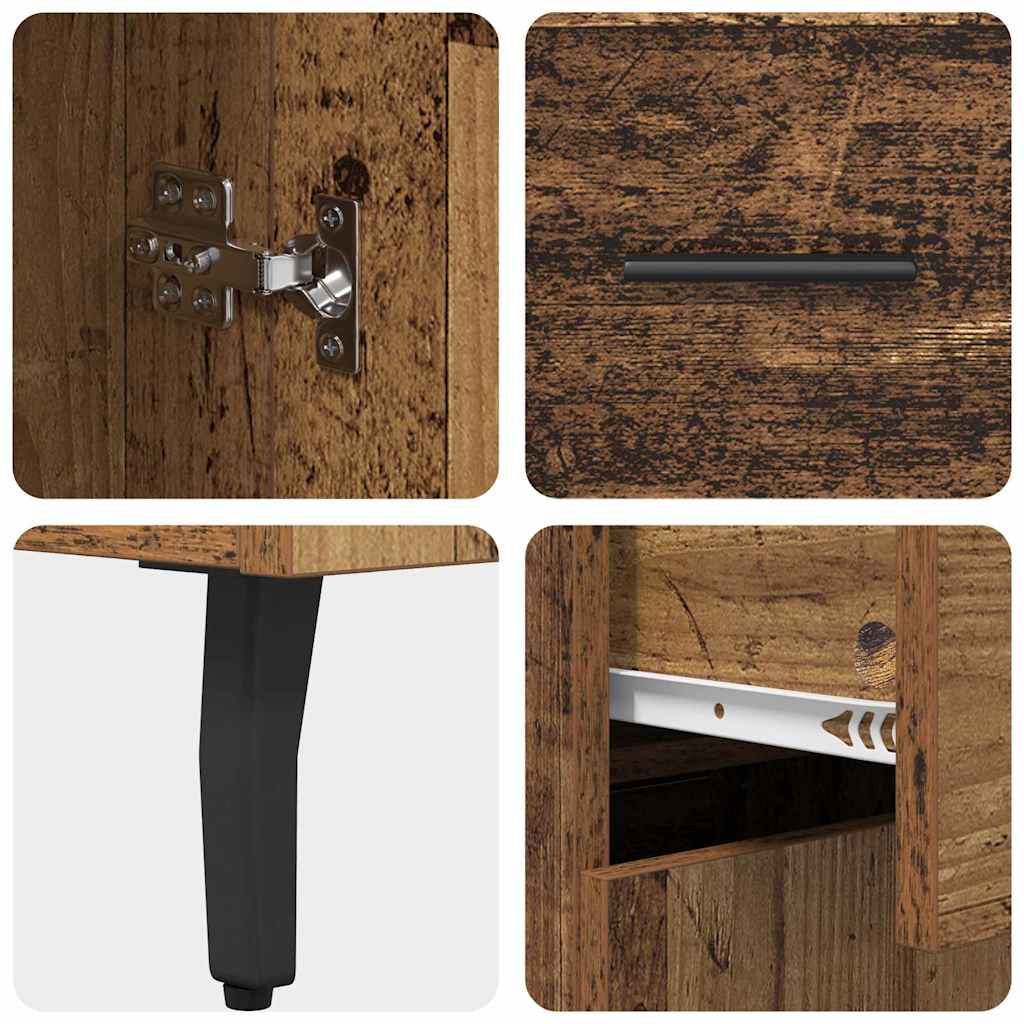 vidaXL Highboard Παλιό Ξύλο 69,5 x 34 x 180 εκ. Σύνθετο Ξύλο και Γυαλί