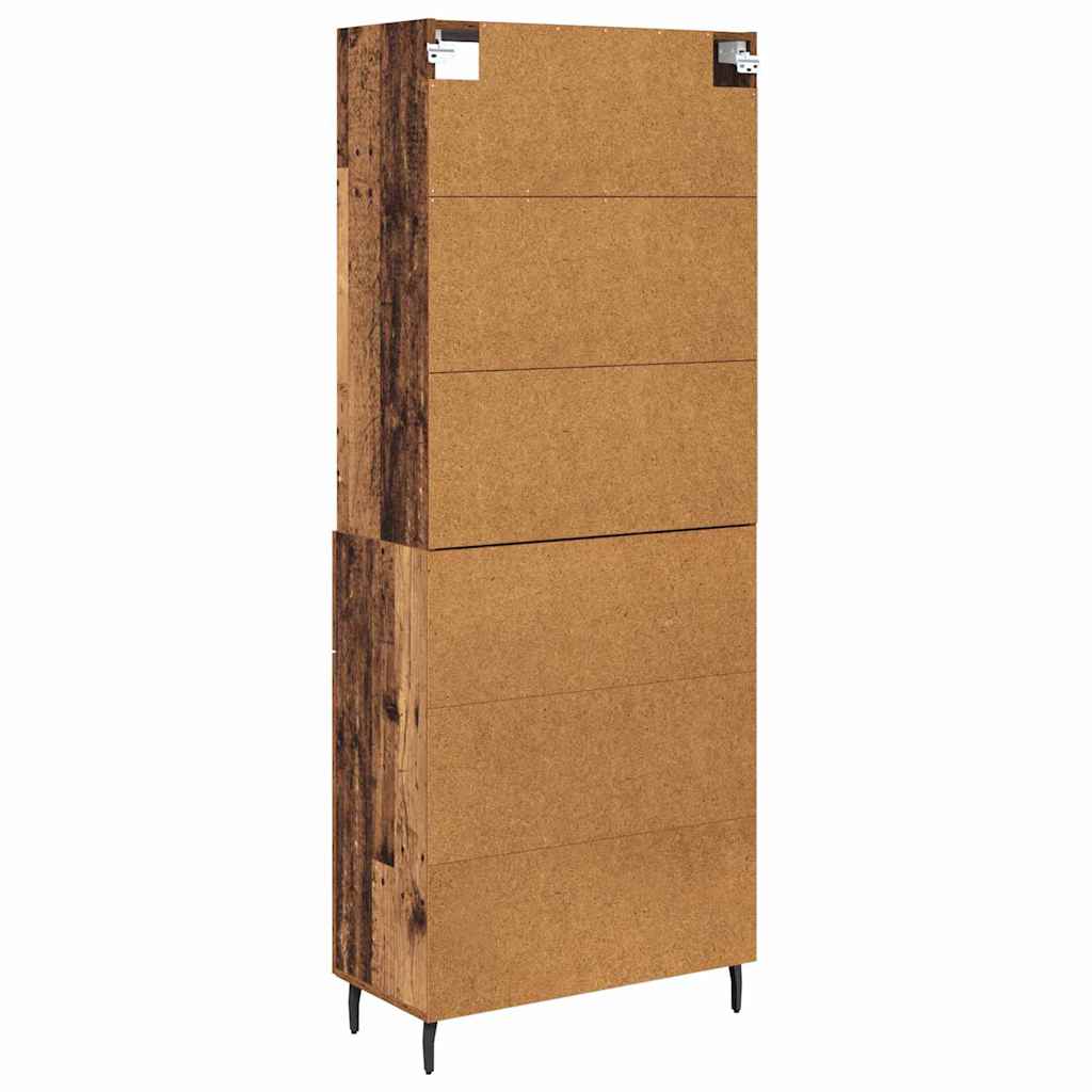 vidaXL Highboard Παλιό Ξύλο 69,5 x 34 x 180 εκ. Σύνθετο Ξύλο και Γυαλί