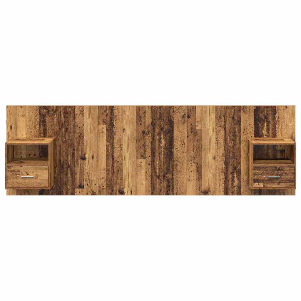 vidaXL Κεφαλή κρεβατιού με κομοδίνο με συρτάρι 3 pcs Παλιό Ξύλο