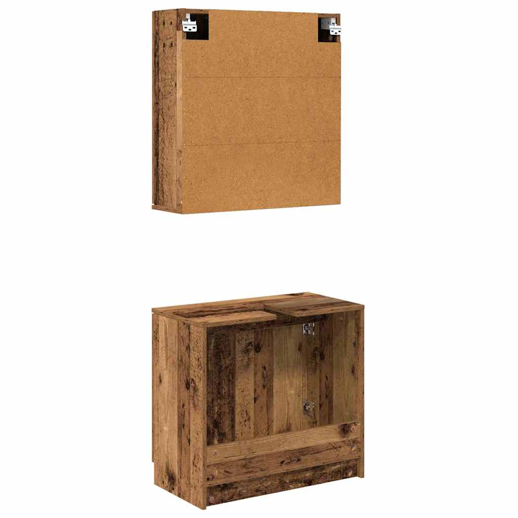 vidaXL Σετ Ντουλαπιών Μπάνιου με ράφι Παλιό Ξύλο Επεξεργασμένο ξύλο