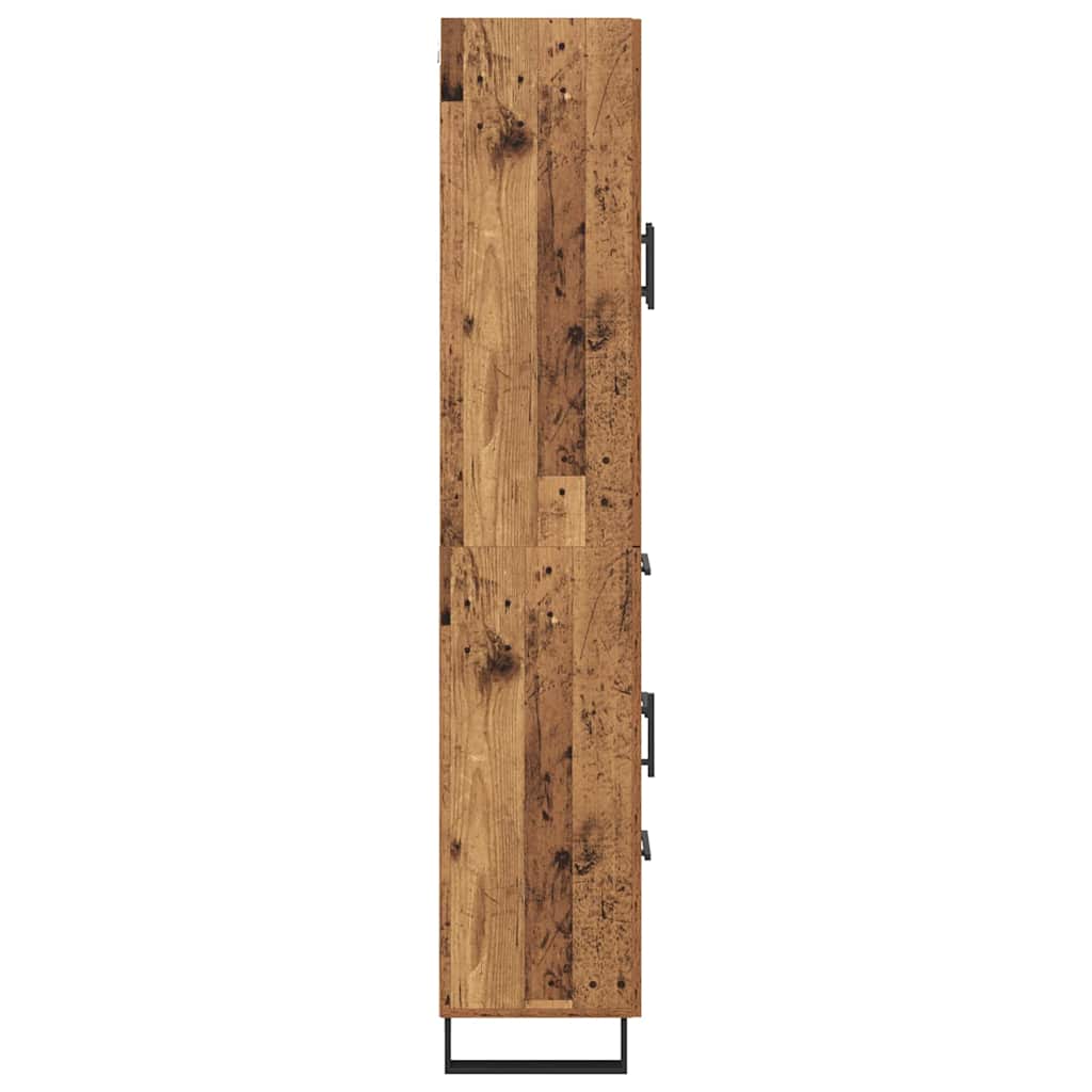 vidaXL Highboard με συρτάρι 2 pcs Παλιό Ξύλο Σύνθετο Ξύλο και Γυαλί