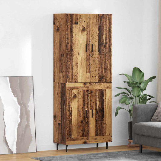vidaXL Highboard 2 pcs Παλιό Ξύλο Σύνθετο Ξύλο και Γυαλί