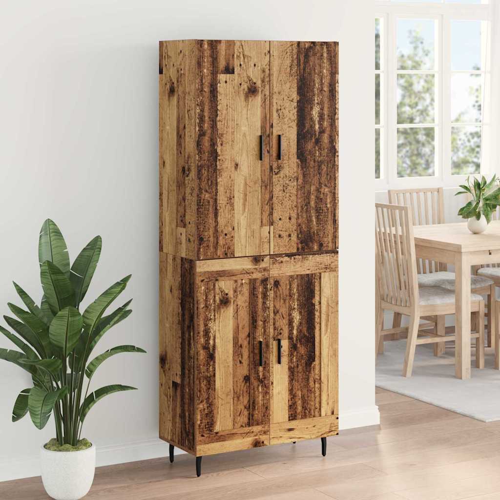 vidaXL Highboard 2 pcs Παλιό Ξύλο Σύνθετο Ξύλο και Γυαλί