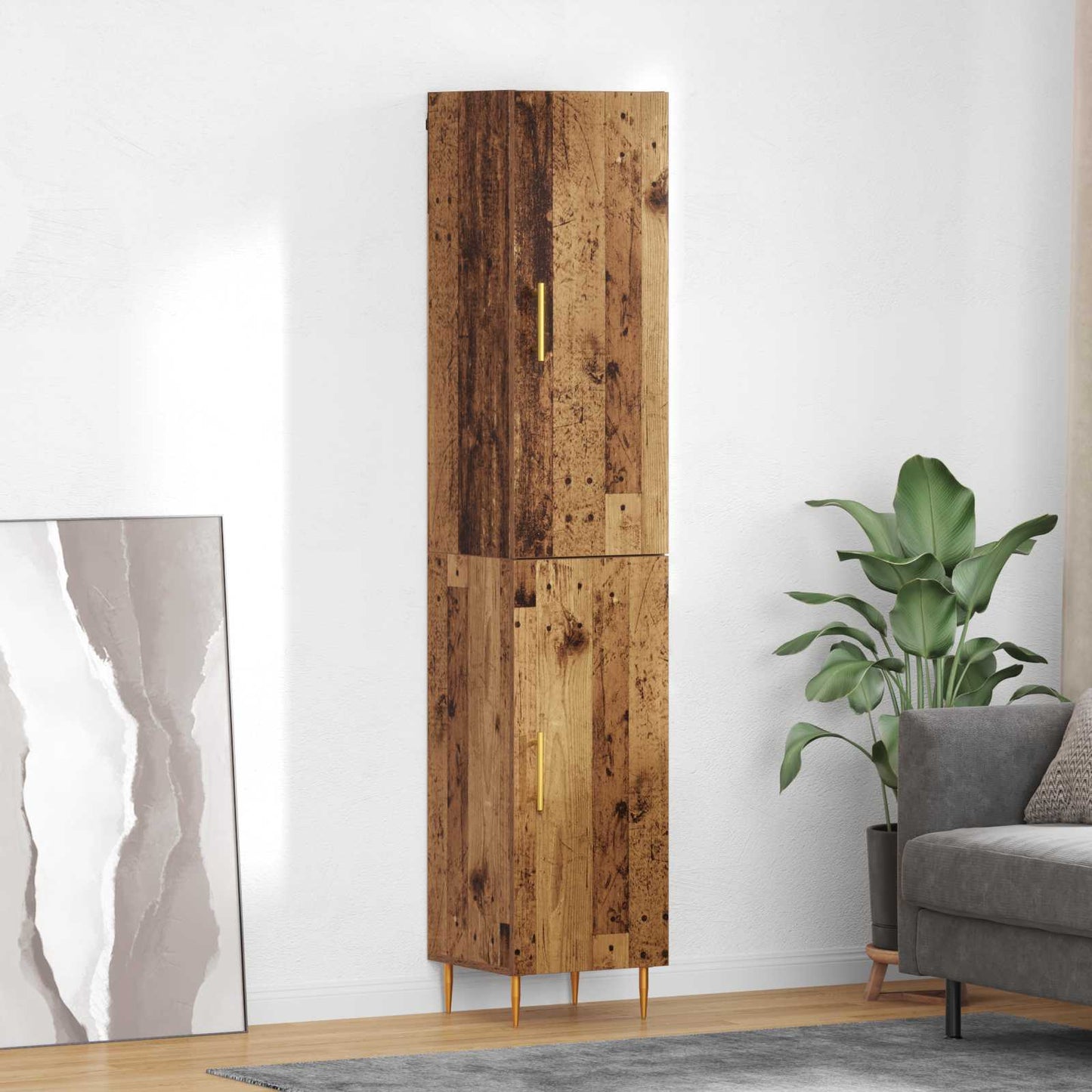 vidaXL Highboard 2 pcs Παλιό Ξύλο Επεξεργασμένο ξύλο