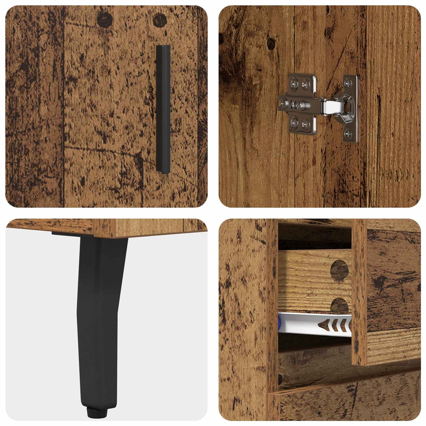 vidaXL Highboard με συρτάρι 2 pcs Παλιό Ξύλο Επεξεργασμένο ξύλο