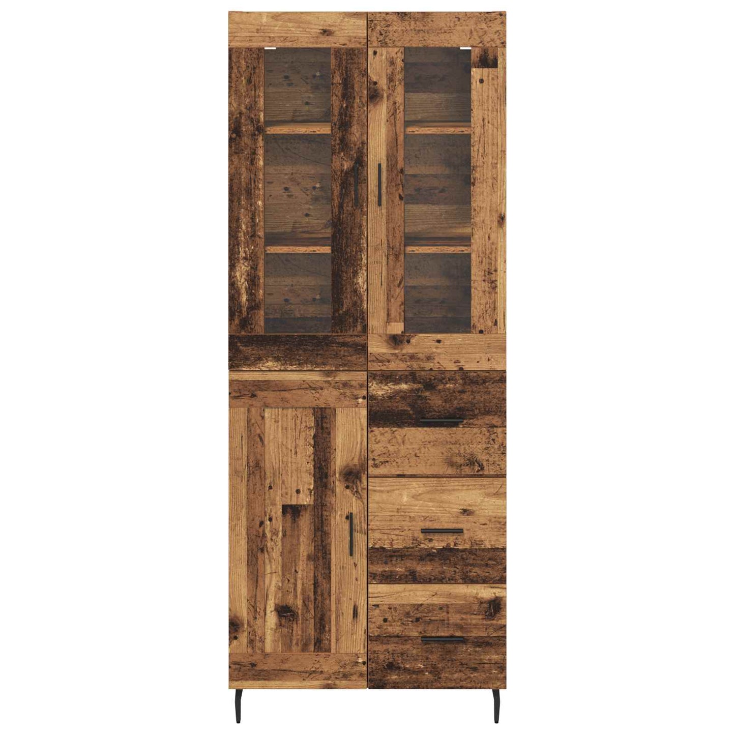 vidaXL Highboard με συρτάρι 2 pcs Παλιό Ξύλο Επεξεργασμένο ξύλο