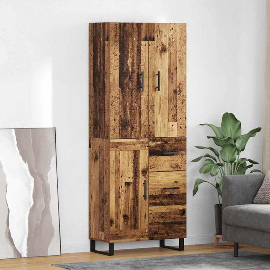 vidaXL Highboard με συρτάρι 2 pcs Παλιό Ξύλο 69,5 x 34 x 180 εκ.