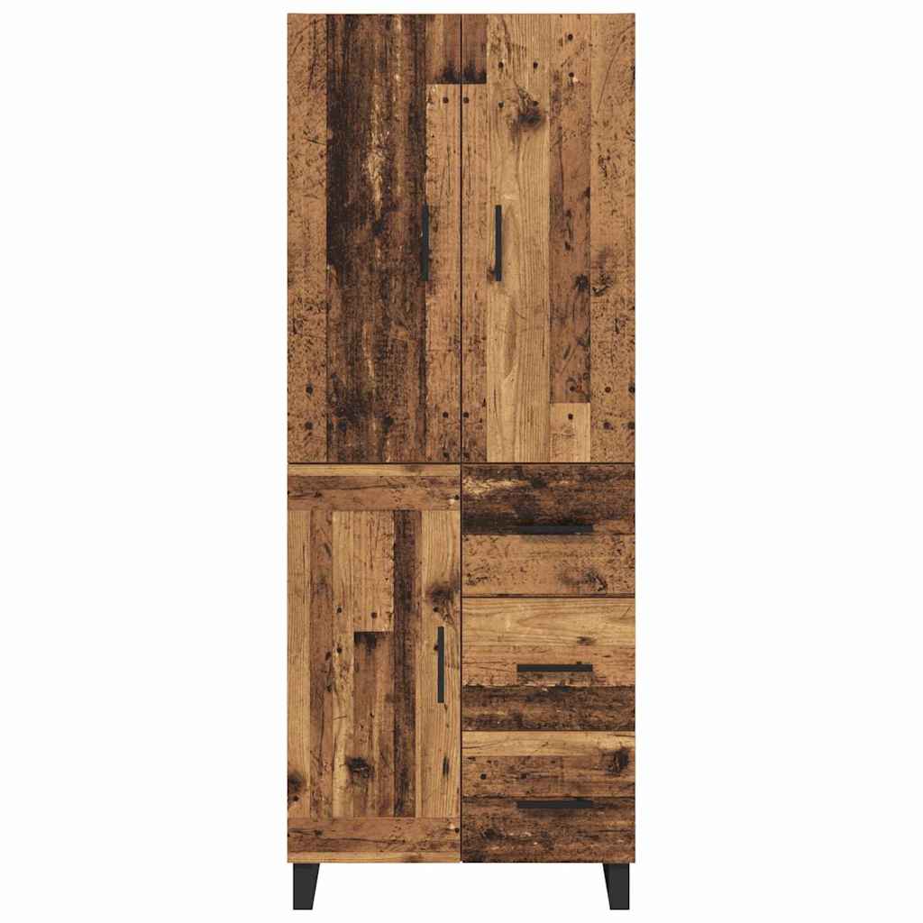 vidaXL Highboard με συρτάρι 2 pcs Παλιό Ξύλο Σύνθετο Ξύλο και Γυαλί