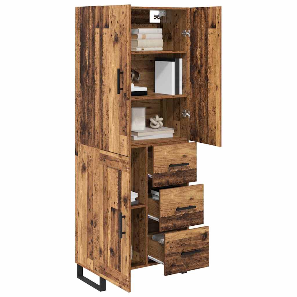 vidaXL Highboard με συρτάρι 2 pcs Παλιό Ξύλο Σύνθετο Ξύλο και Γυαλί