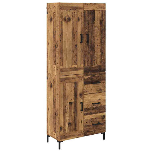 vidaXL Highboard με συρτάρι 2 pcs Παλιό Ξύλο Επεξεργασμένο ξύλο