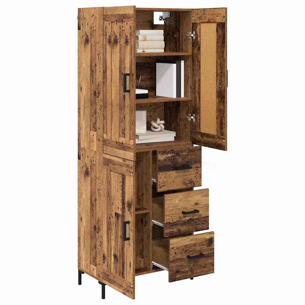 vidaXL Highboard με συρτάρι 2 pcs Παλιό Ξύλο Επεξεργασμένο ξύλο