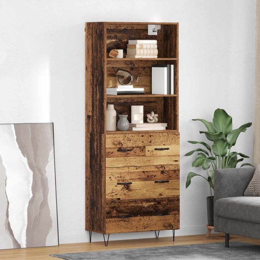 vidaXL Highboard με συρτάρι 2 pcs Παλιό ξύλο Επεξεργασμένο ξύλο
