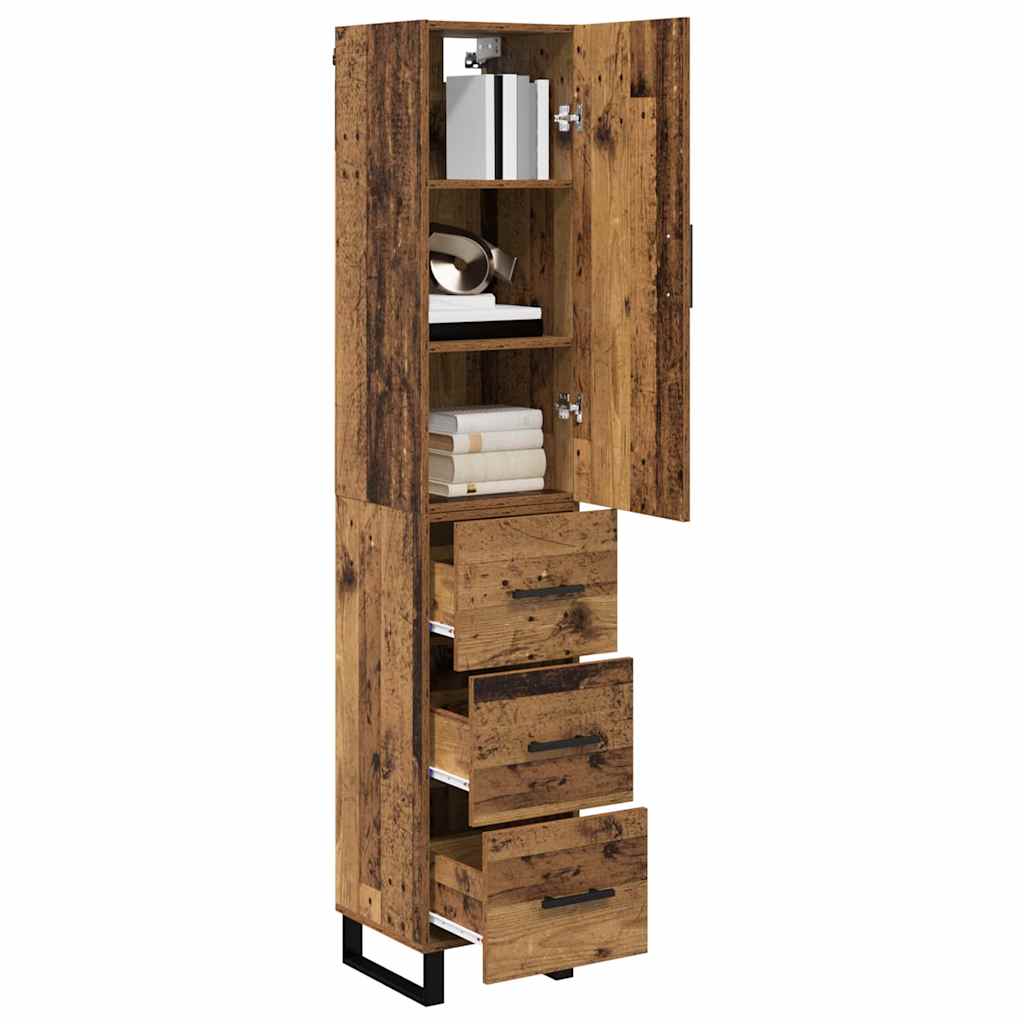 vidaXL Highboard Παλιό Ξύλο 34,5 x 34 x 180 εκ. Επεξεργασμένο ξύλο