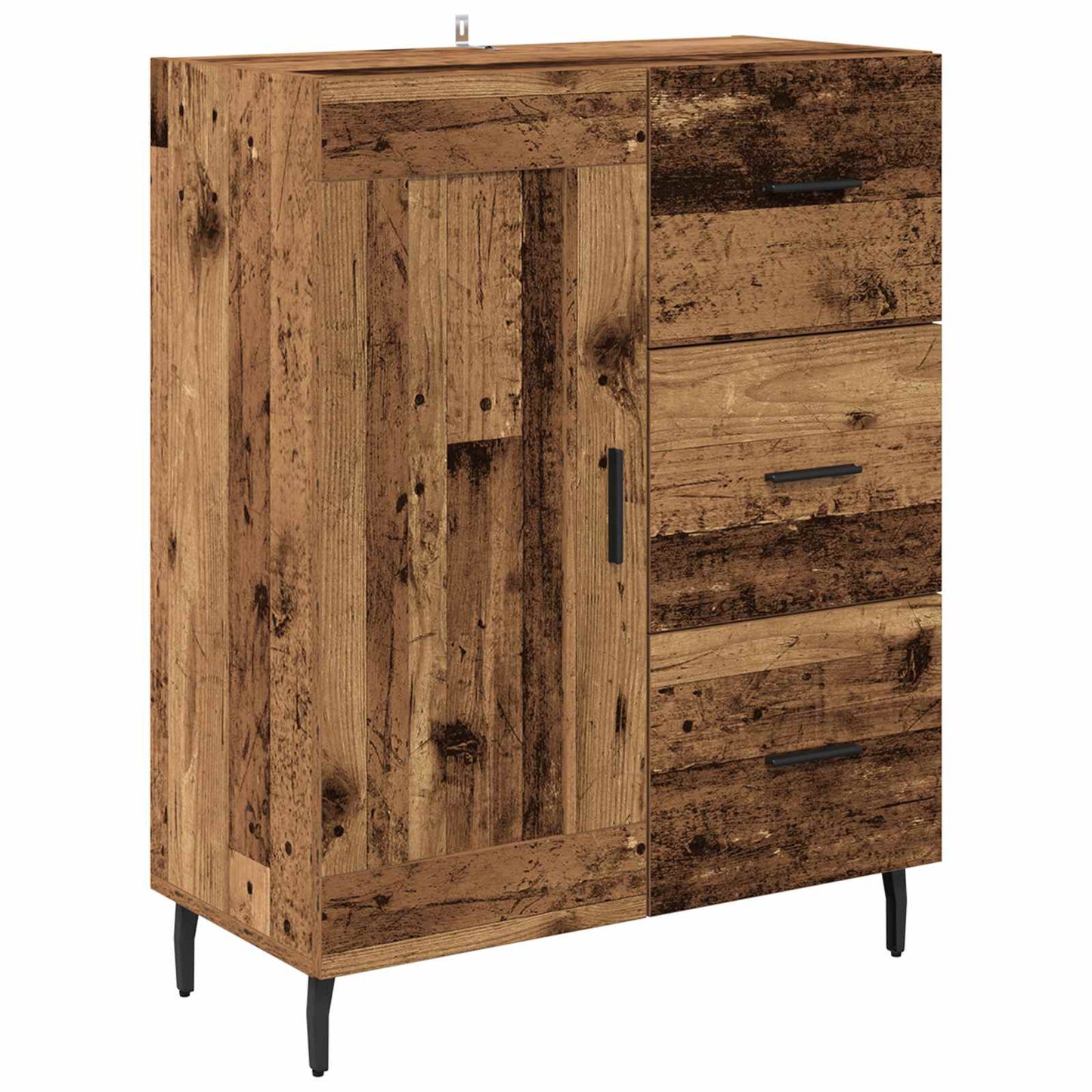 vidaXL Highboard με συρτάρι 2 pcs Παλιό Ξύλο Σύνθετο Ξύλο και Γυαλί