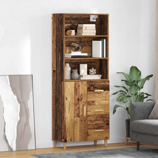vidaXL Highboard Παλιό Ξύλο 69,5 x 32,5 x 180 εκ Επεξεργασμένο ξύλο