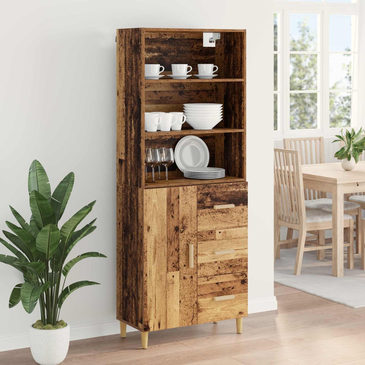 vidaXL Highboard Παλιό Ξύλο 69,5 x 32,5 x 180 εκ Επεξεργασμένο ξύλο