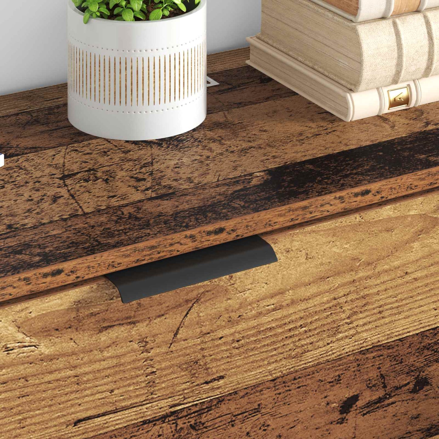 vidaXL Πλαϊνό γραφείο με συρτάρι 3 pcs Παλιό Ξύλο Επεξεργασμένο ξύλο