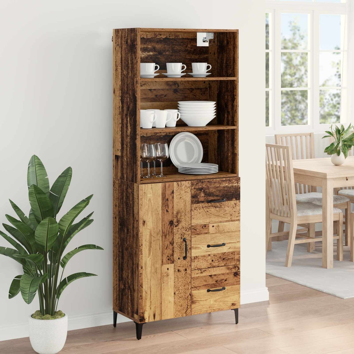vidaXL Highboard Παλιό Ξύλο 69,5 x 34 x 180 εκ. Επεξεργασμένο ξύλο