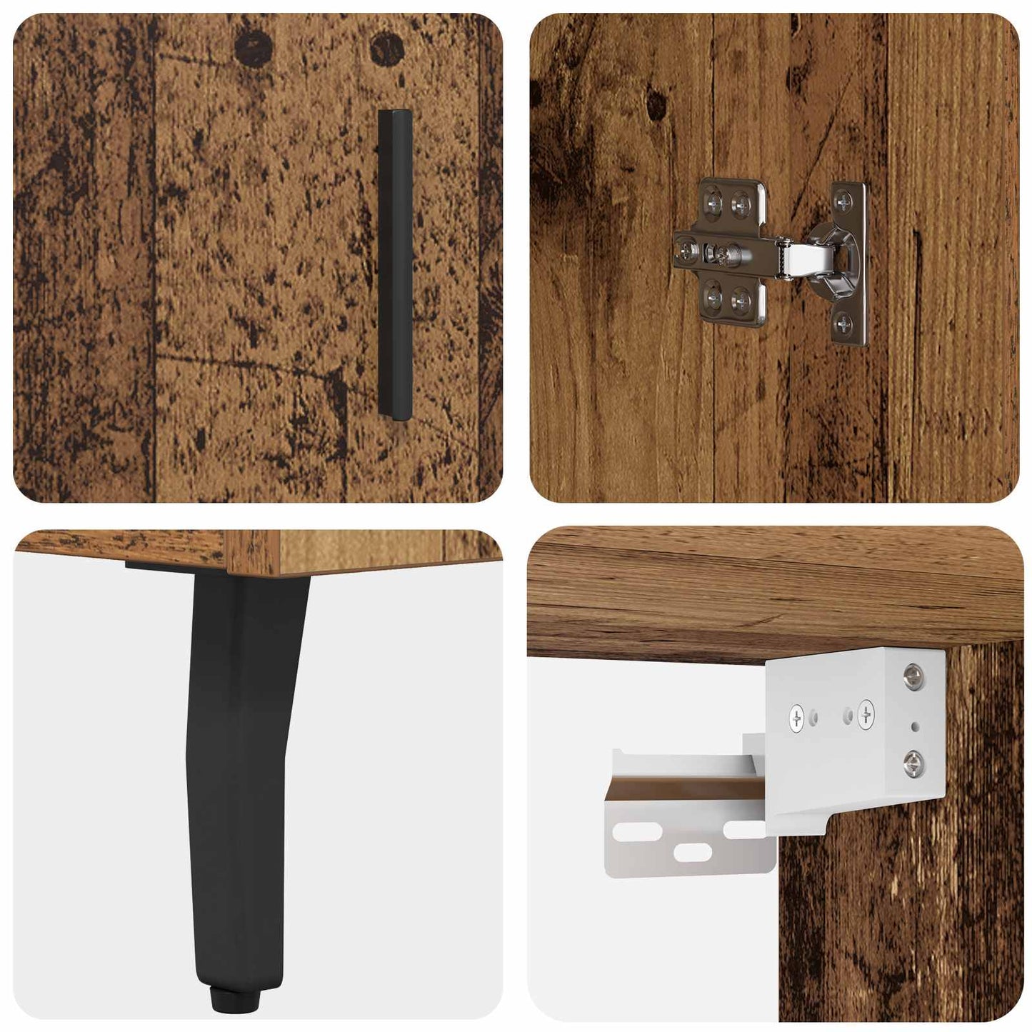 vidaXL Highboard 2 pcs Παλιό Ξύλο Σύνθετο Ξύλο και Γυαλί