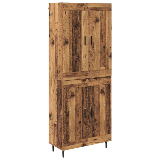 vidaXL Highboard 2 pcs Παλιό Ξύλο Σύνθετο Ξύλο και Γυαλί