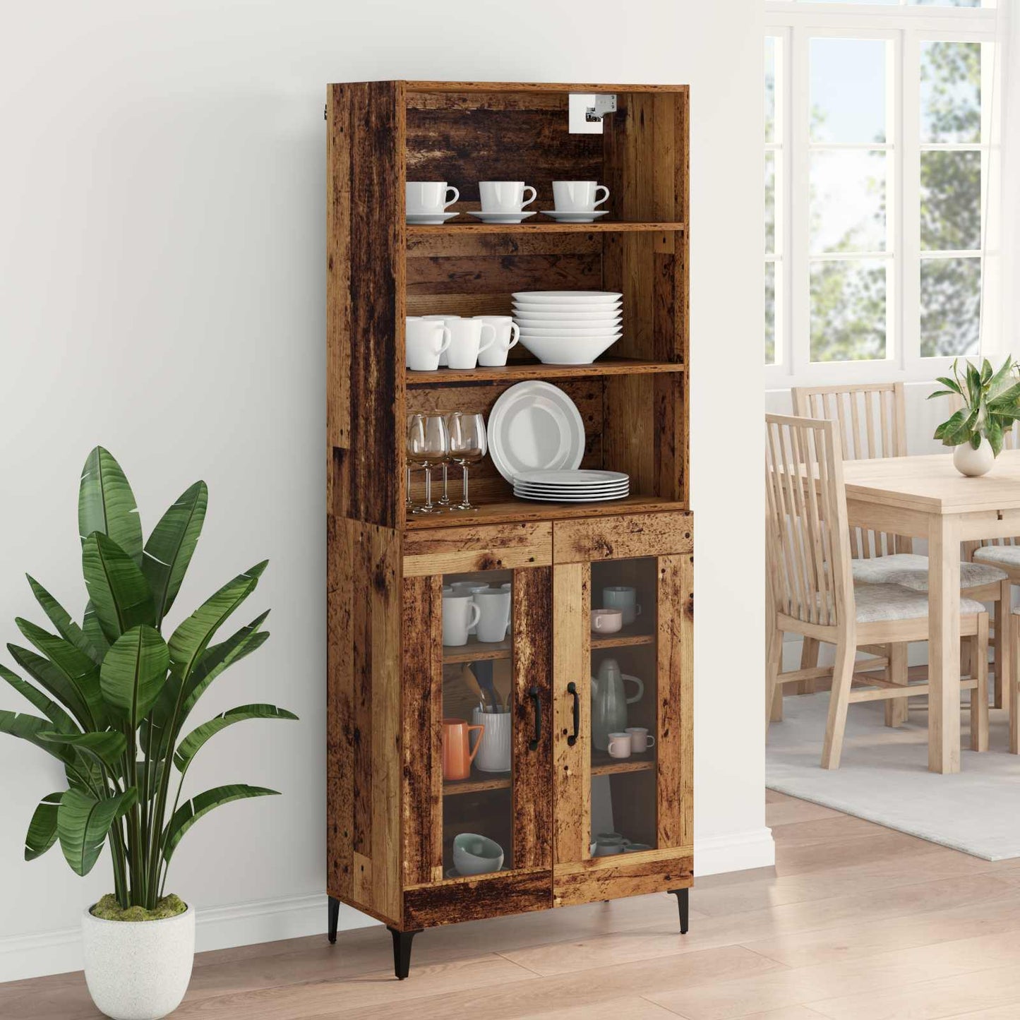 vidaXL Highboard Παλιό Ξύλο 69,5 x 34 x 180 εκ. Επεξεργασμένο ξύλο