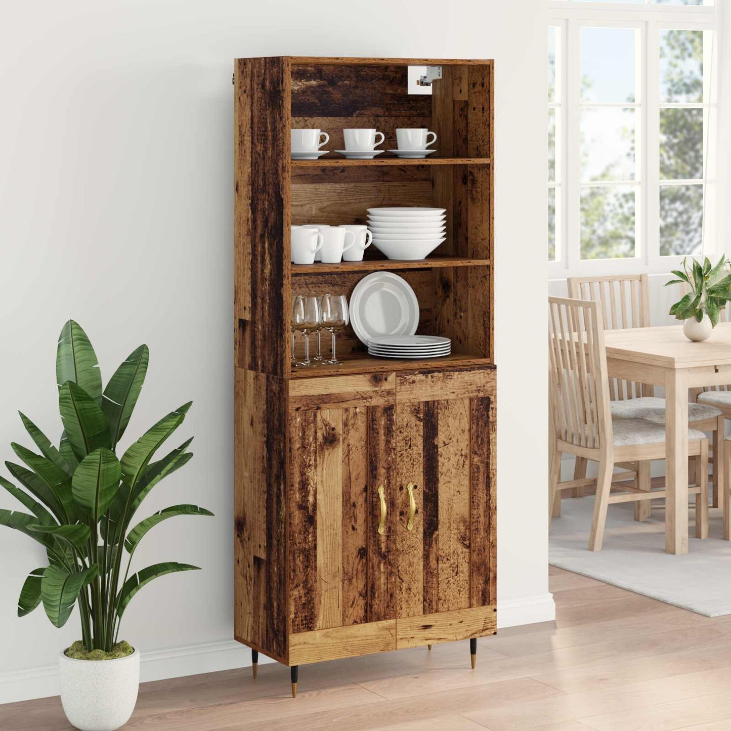 vidaXL Highboard Παλιό Ξύλο 69,5 x 34 x 180 εκ. Επεξεργασμένο ξύλο