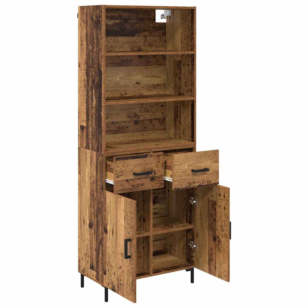 vidaXL Highboard Παλιό ξύλο 69,5 x 34 x 180 εκ. Επεξεργασμένο ξύλο