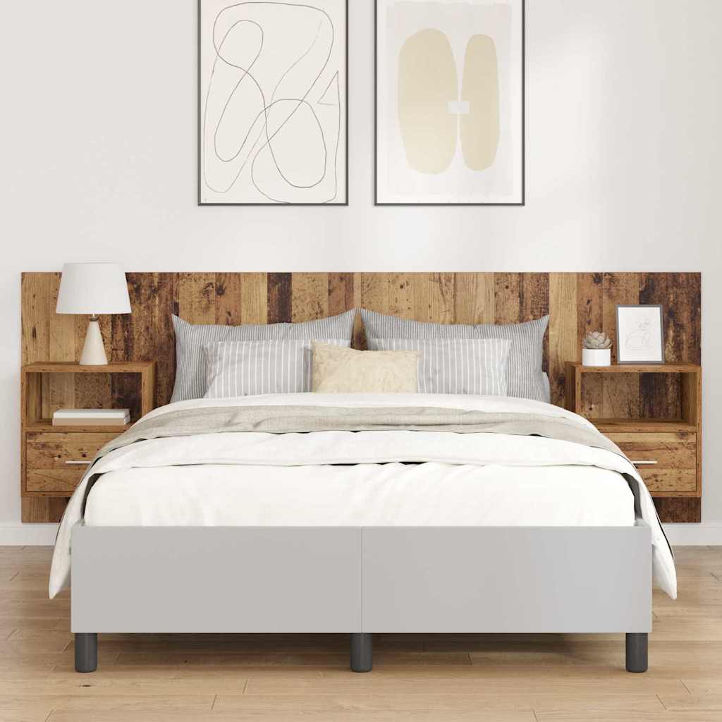 vidaXL Κεφαλή κρεβατιού με κομοδίνο με συρτάρι 3 pcs Παλιό Ξύλο