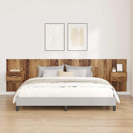 vidaXL Κεφαλή κρεβατιού με κομοδίνο με συρτάρι 3 pcs Παλιό Ξύλο