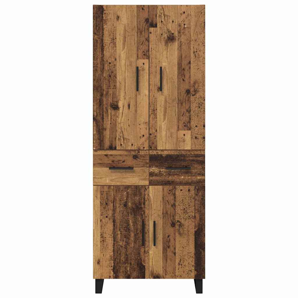 vidaXL Highboard με συρτάρι 2 pcs Παλιό Ξύλο Σύνθετο Ξύλο και Γυαλί